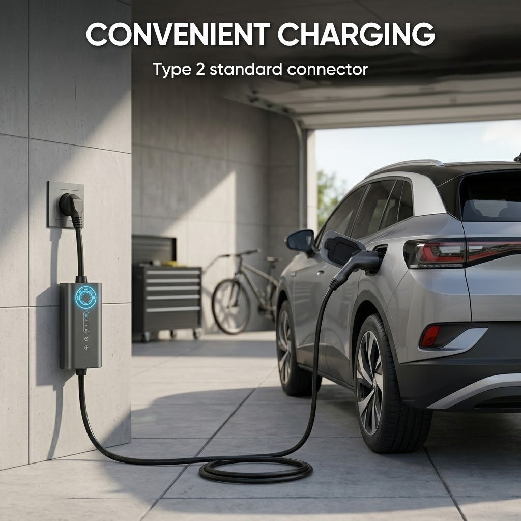 Carregador Portátil para Veículos Elétricos 3.5kW 16A Cabo 6m Tipo 2 IP67 Ajustável 6A-16A Programável Certificação CE - 3
