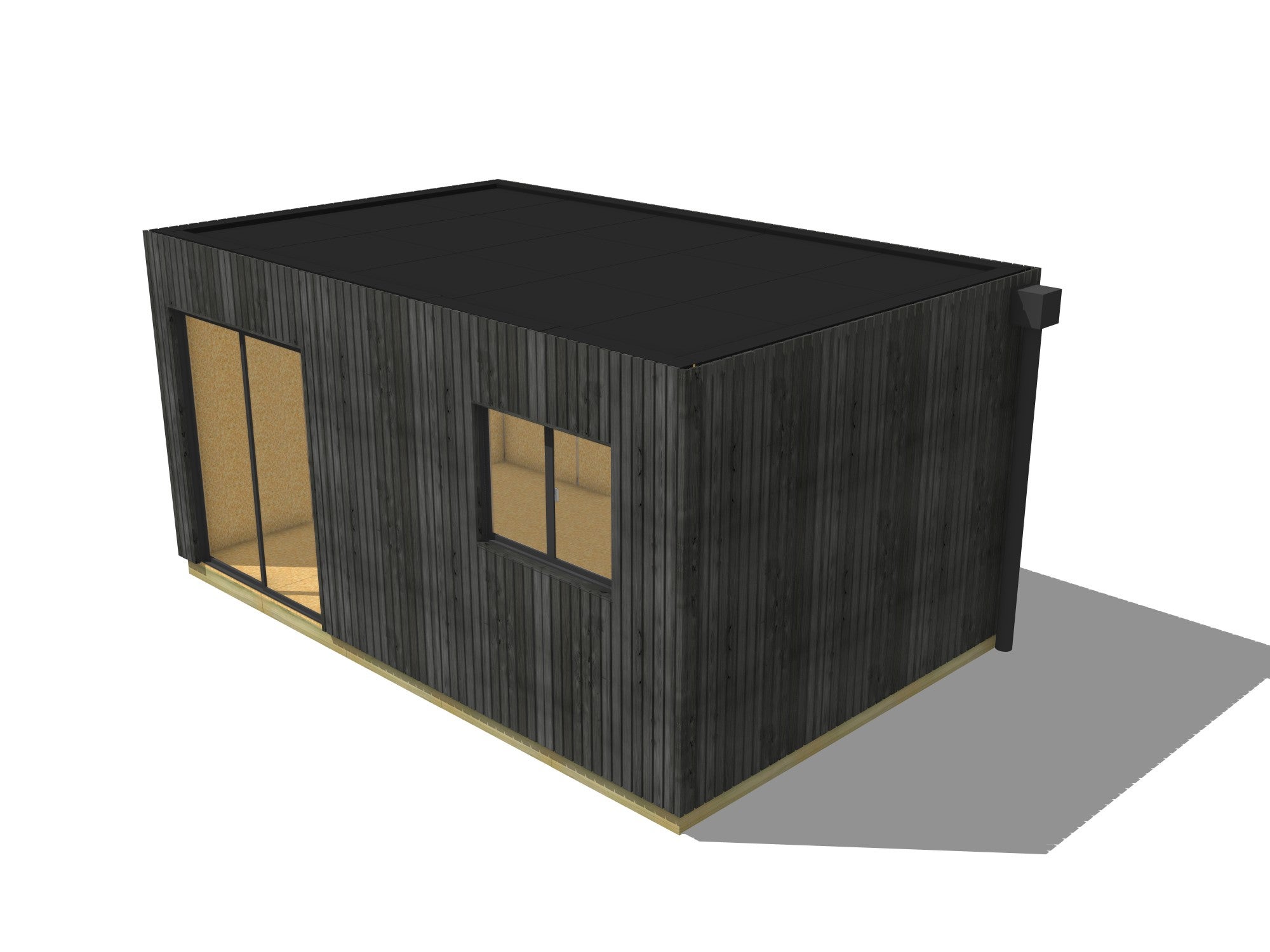 Bureau de jardin ossature bois en bois 5,5 x 3,5 x 2,7 m avec plancher isolé - 2