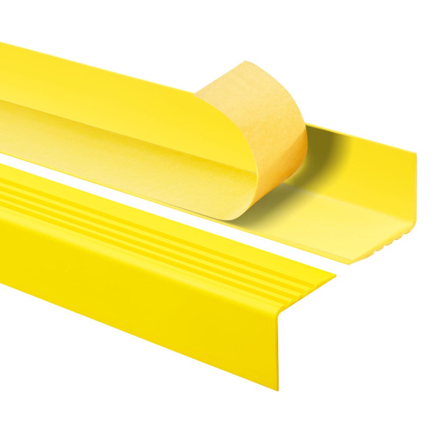 Profil schodowy samoprzylepny 50x42 mm PVC na krawędzie stopni z ryflowaniem - 110 cm, żółty