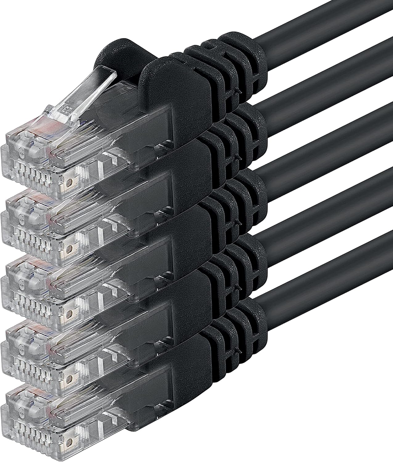 5x Cable de Red Cat6 de 2m - RJ45 Ethernet LAN DSL Router Módem - Negro ...