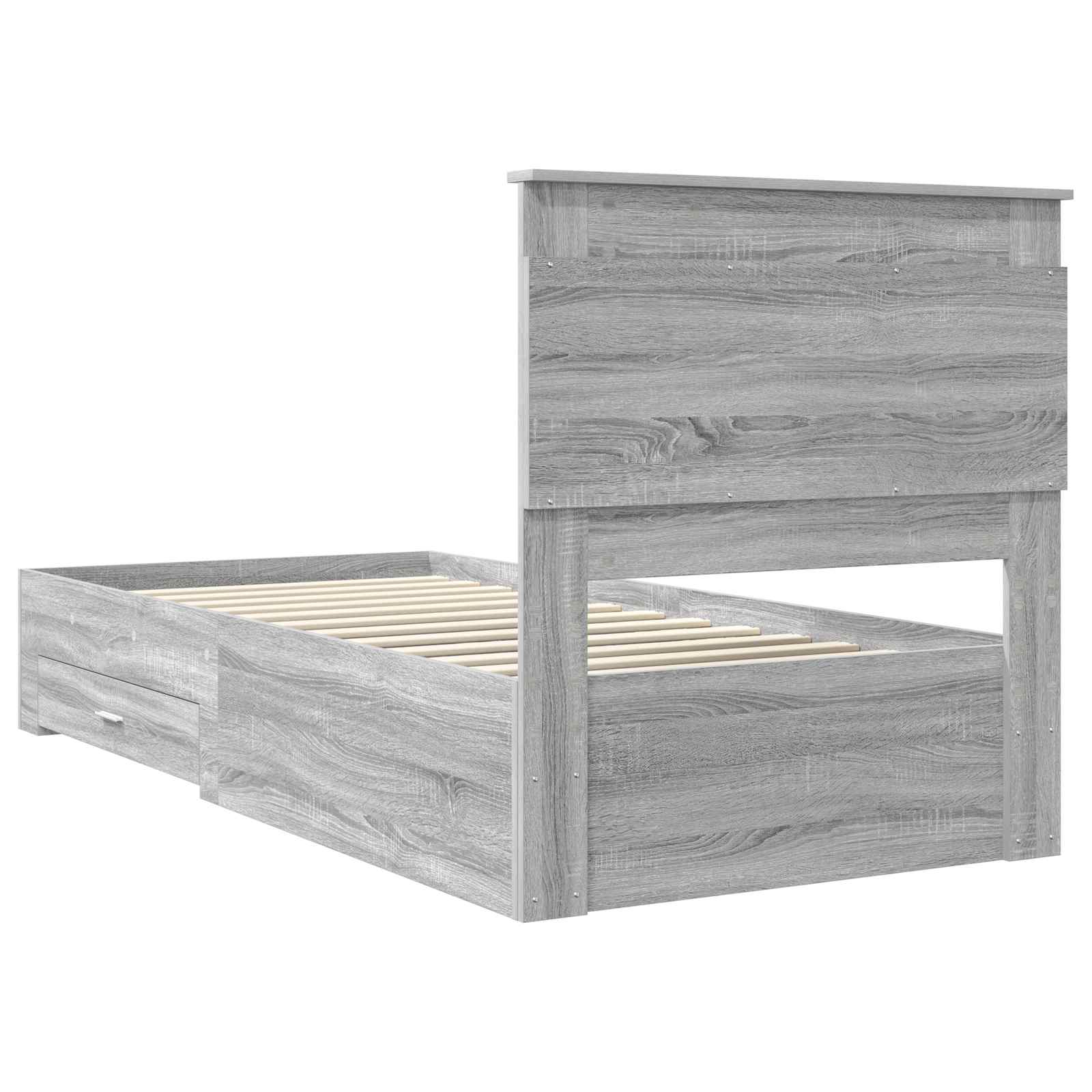 Cadre de lit avec tiroir, gris et argent, pour la chambre, 75 × 190 cm - 9