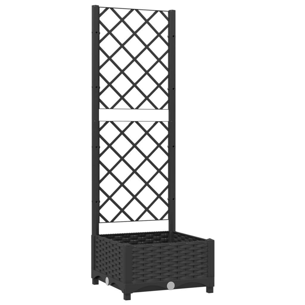 Maison Exclusive - Vaso de jardim com treliça preto 40x40x121,5 cm PP - 2