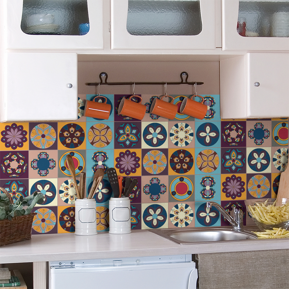 12 vinilo baldosas azulejos carmelo - adhesivo de pared - revestimiento sticker mural decorativo - 12stickers15x15cm