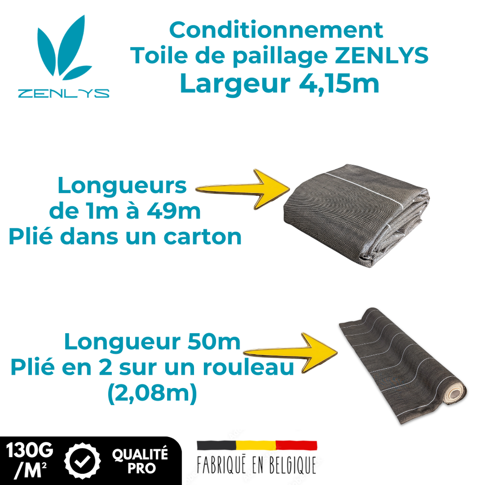 Toile de paillage 130g m2 Vente au mètre Largeur 4,15m Anti-Mauvaises Herbe Couleur Marron Bache Tissée Grande Largeur 4m - 8