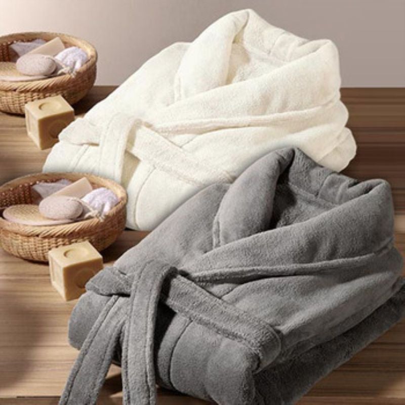 Peignoir de bain d'hiver en flanelle épaisse et longue pour femme