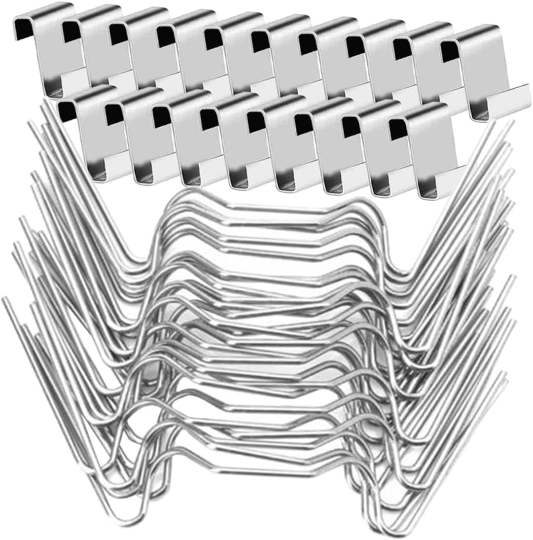 50 szt. klipsów mocujących do okien szklanych - drut 25 W i 25 zakładek ze stali nierdzewnej
