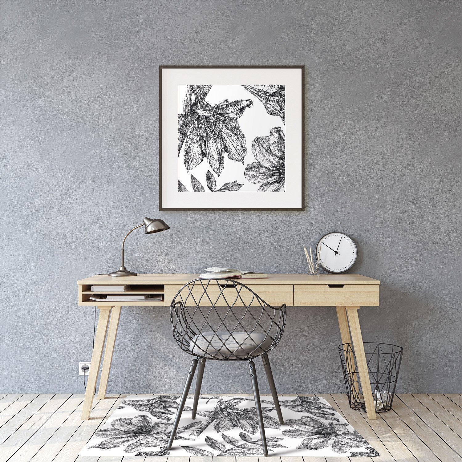 Mata pod krzesło komputerowe, Pojedynczy kolor marmurowa tekstura 140x100 cm – Tulup - 3
