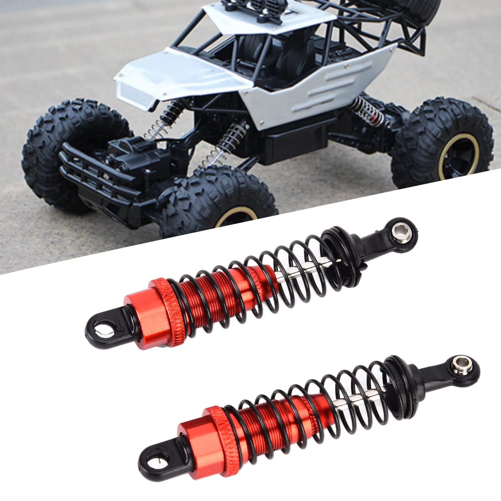 Ammortizzatore RC 2 pezzi Ammortizzatore a quattro ruote motrici Lega di alluminio per telecomando 1/16 (rosso) - 3