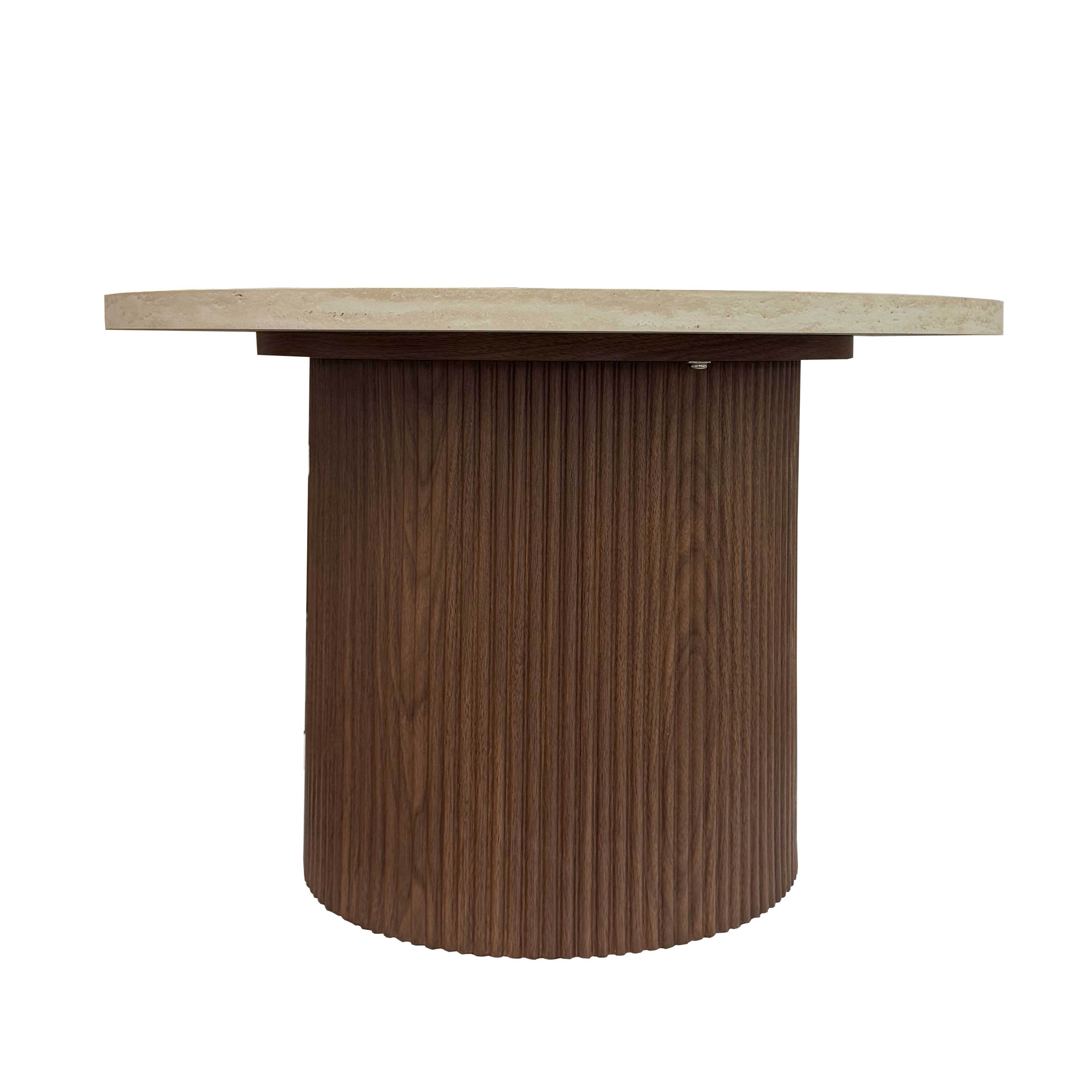 Table basse scandinave ronde 70 cm en bois foncé - 2