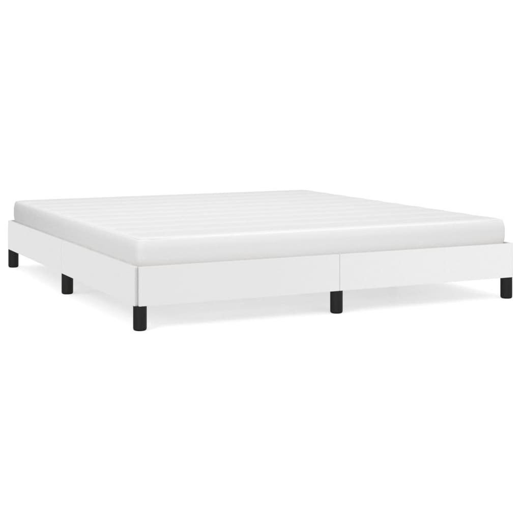 Cadre de lit sans matelas blanc 160 x 200 cm similicuir - 2