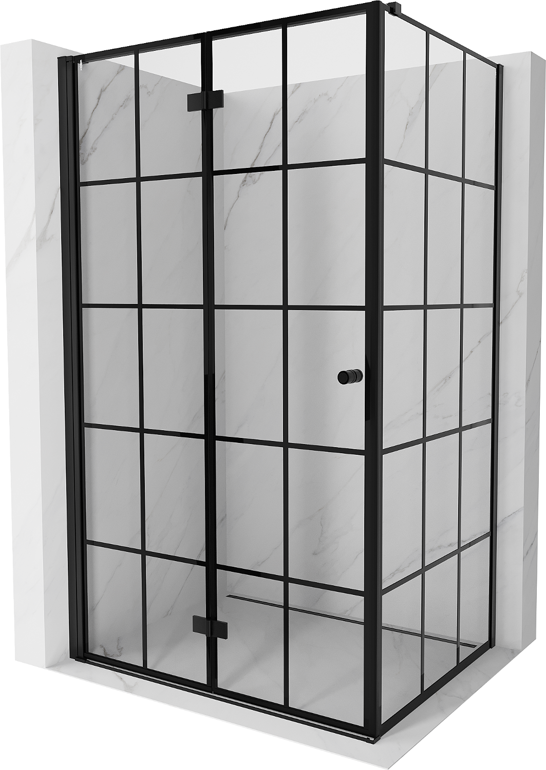 Mexen Mist-F kabina prysznicowa składana lewa 70 x 120 cm, czarna kratka, czarna - 8A6T-070-120-70-77-L