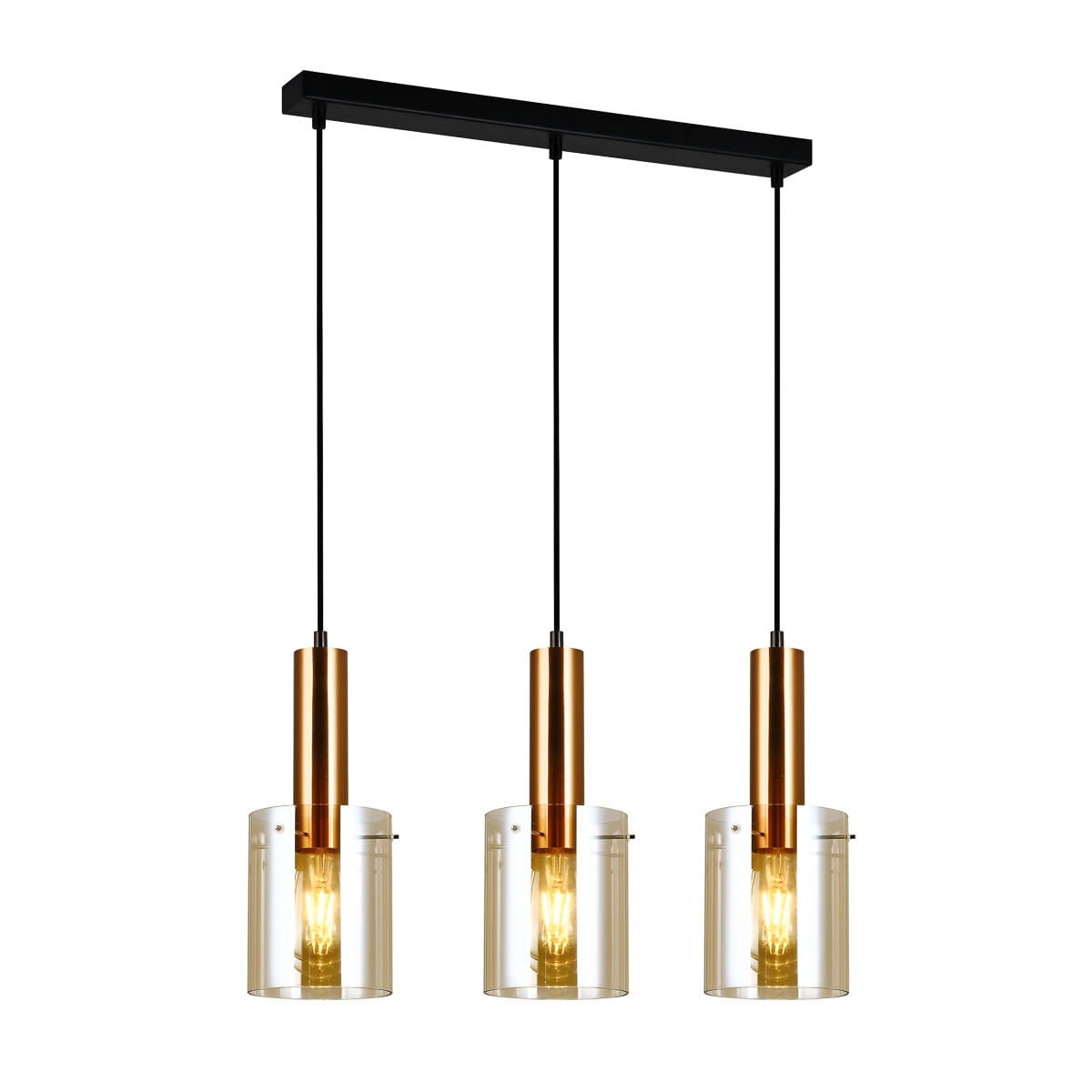 Lampa wisząca Sardo mosiężno-herbaciany 3xE27x40W nowoczesna wym: 100 x 61 x 13 cm szkło Italux
