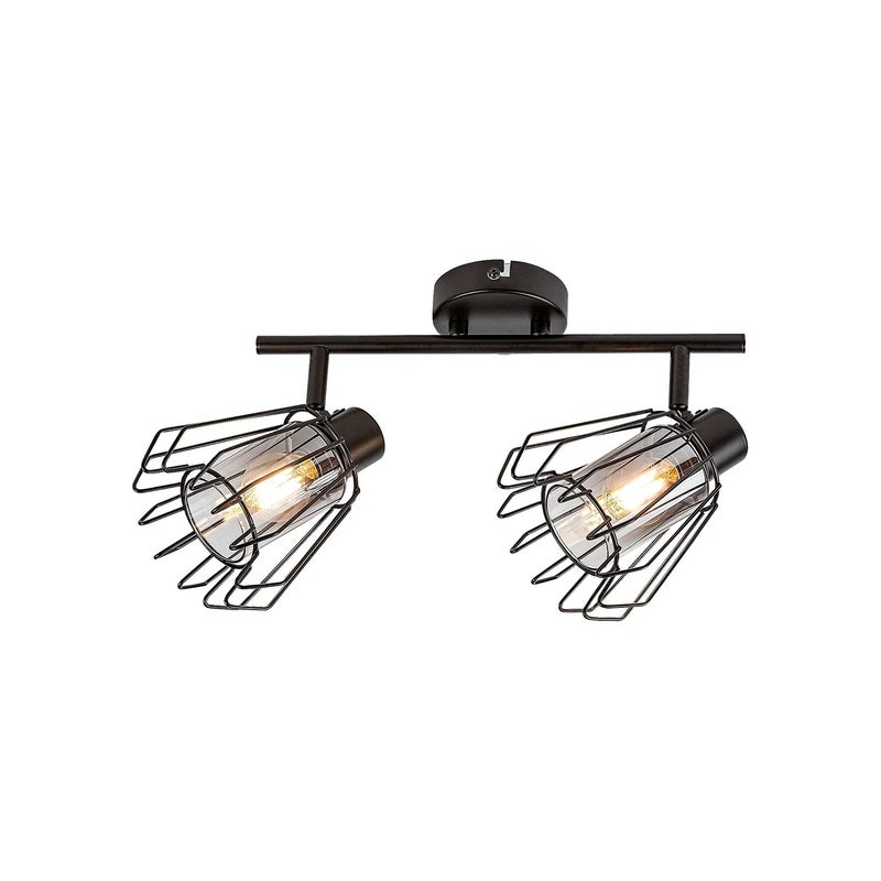 Reflektor sufitowy spot natynkowy Emerencia listwa czarny-dymiony 2xE14x40W wym: 19 x 51 x 13 cm metal Rabalux