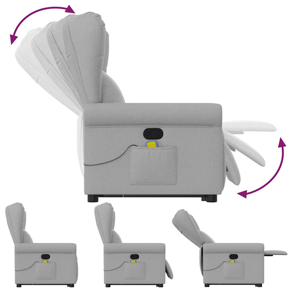 Fauteuil de massage | Fauteuil de relaxation | Chaise de relaxation inclinable gris nuage tissu CFW172478 - 7