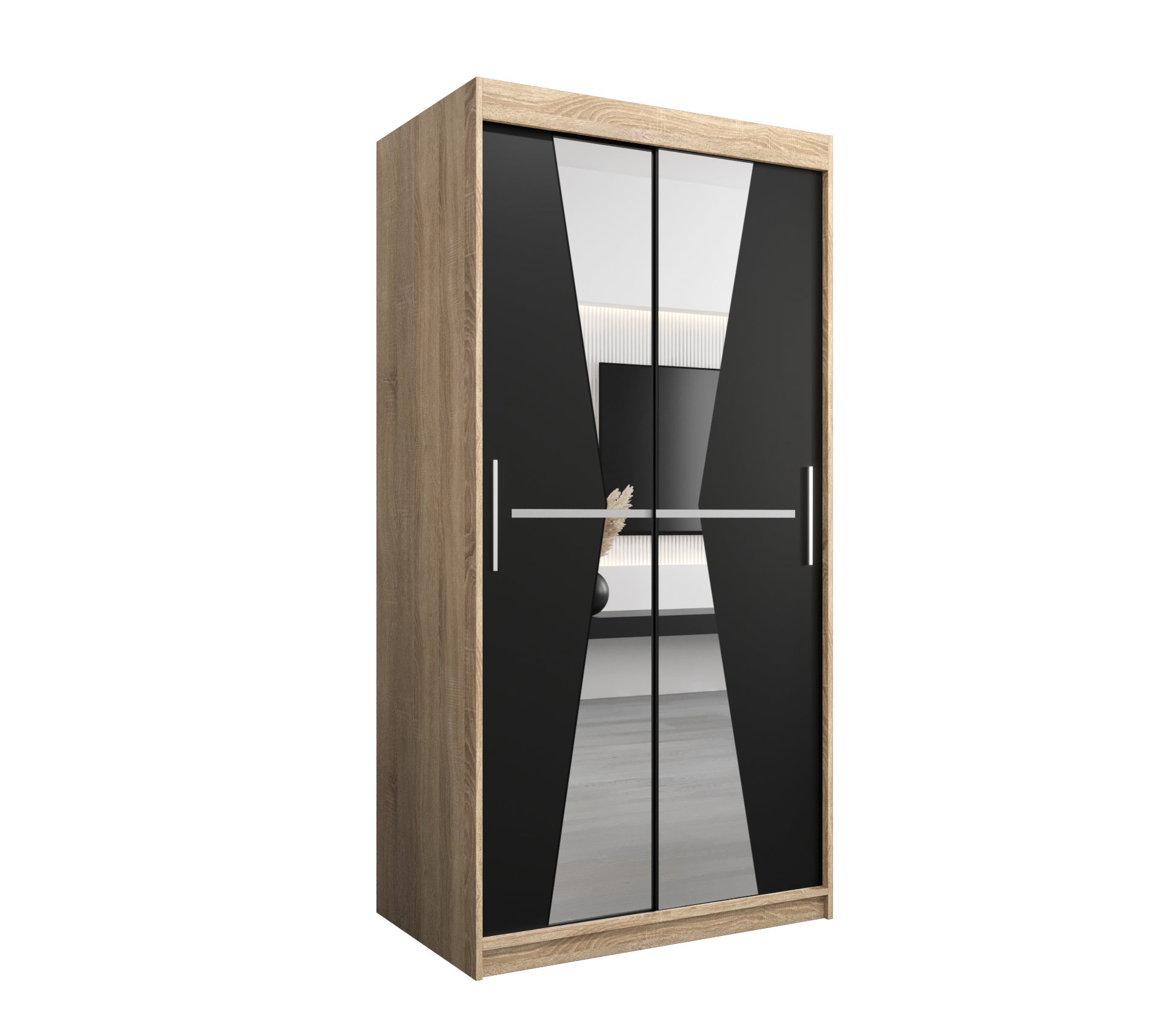Szafa przesuwna garderoba MAROKO 100 x 62 x 200 cm Sonoma + Czarny - Abiks Meble