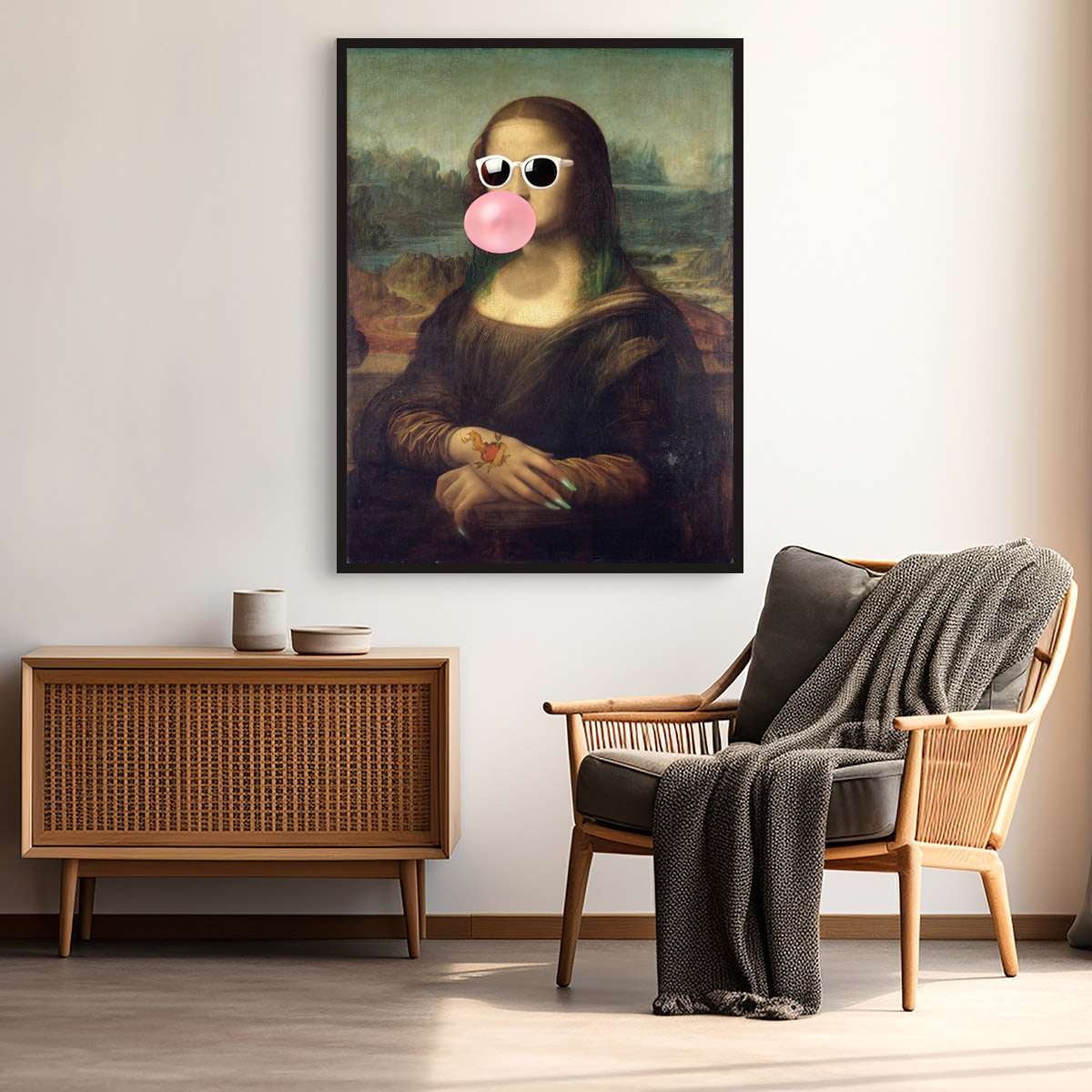 Wall Art Decor Divertente stampa d'arte Monna Lisa che tiene un gatto Immagini da parete Poster e stampe Monna Lisa Opere d'arte Pittura Soggiorno Arredo Casa Senza Cornice,30x40cm