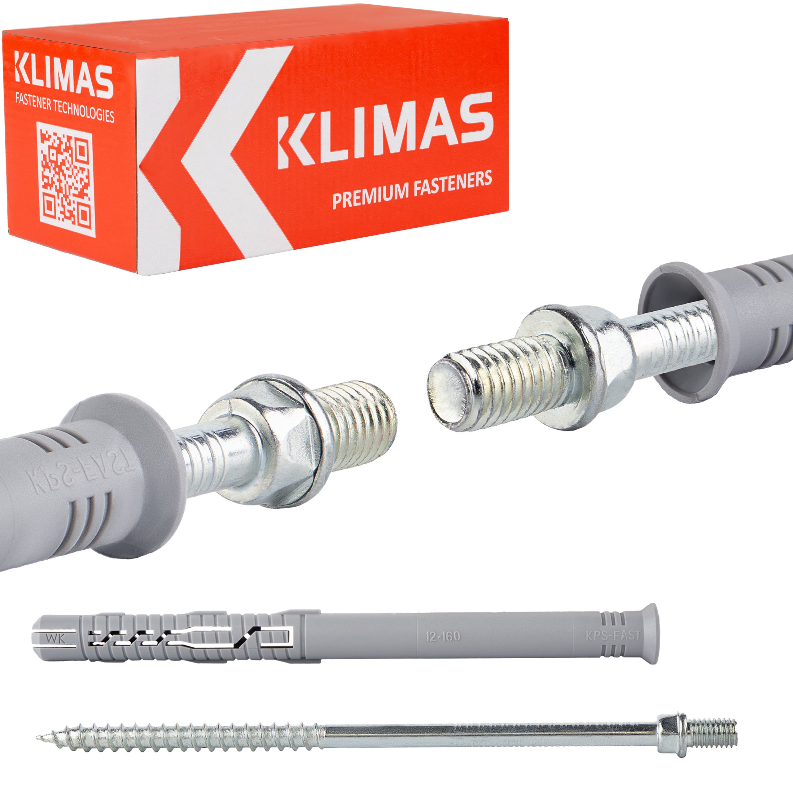 Kołki rozporowe ramowe Klimas KPD 12x160 mm z wkrętem dwugwintowym M8 25szt