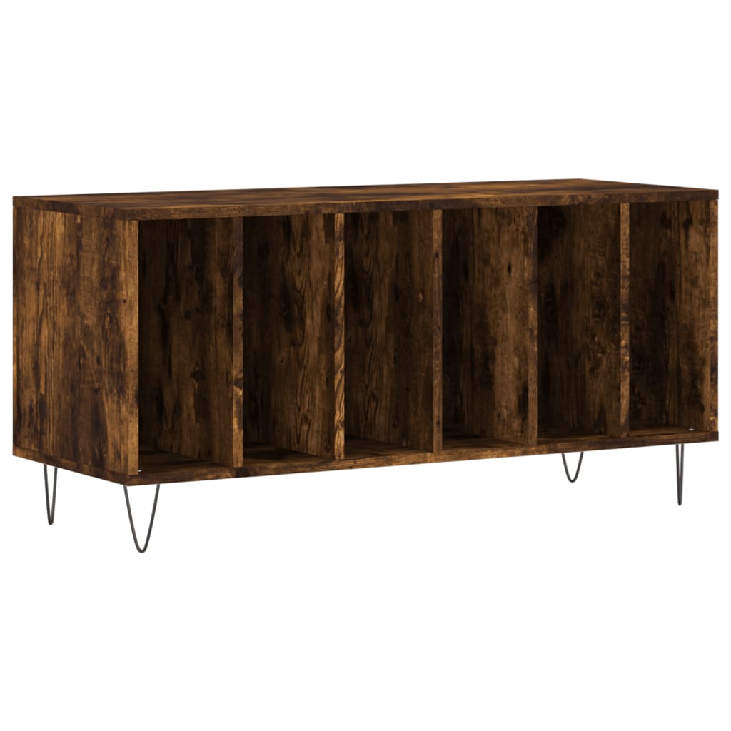 Mueble de almacenaje | mueble discos madera contrachapada roble ahumado 100x38x48 cm cfw875439