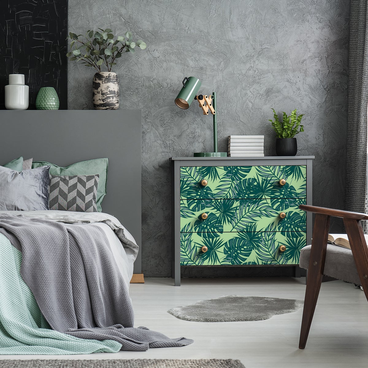 Vinilo muebles tropical makemo - adhesivo de pared - revestimiento sticker mural decorativo - 60x90cm