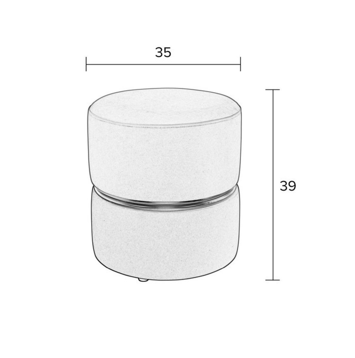 ART DECO - Tabouret pouf en velours orange avec cerclage doré - 4