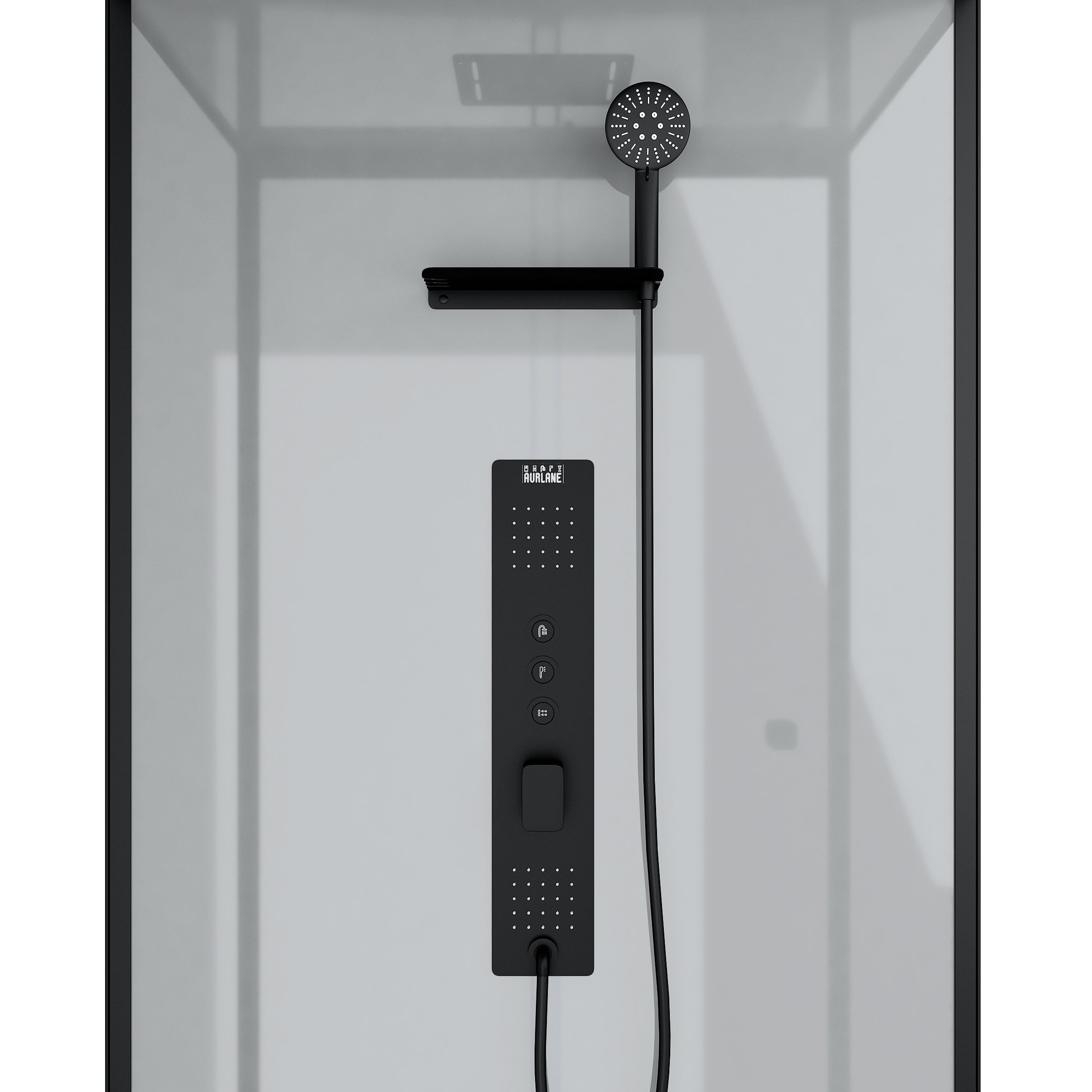 Cabine de douche Hydromassante 90x90x215 cm - Fonds Gris et Profilés Noir Mat - GREY STYLE - 2