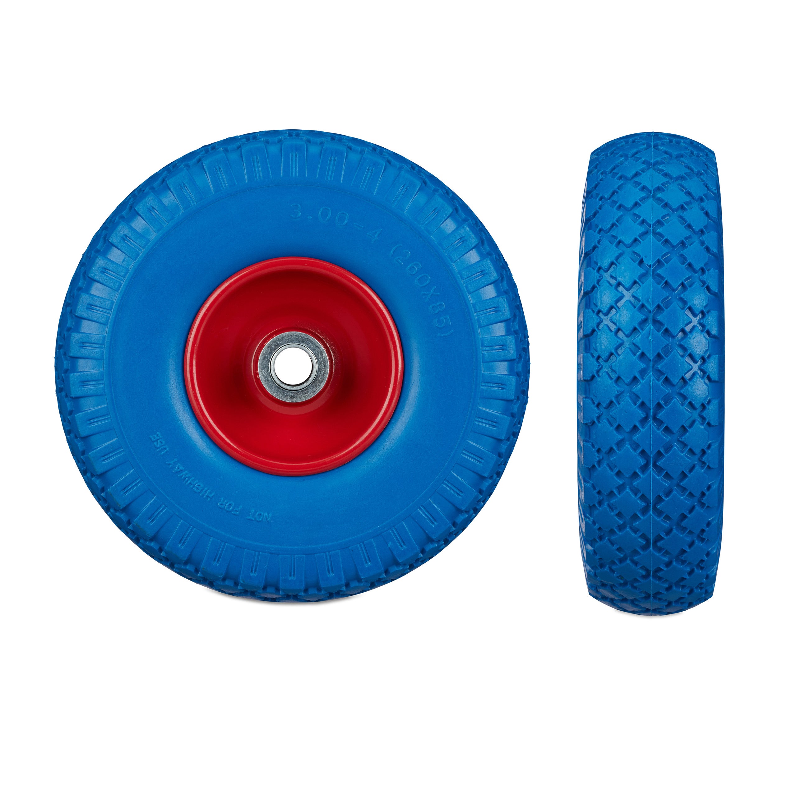 Roue de diable, 2x roue de brouette caoutchouc, pour axe de 20 mm, 3.00-4