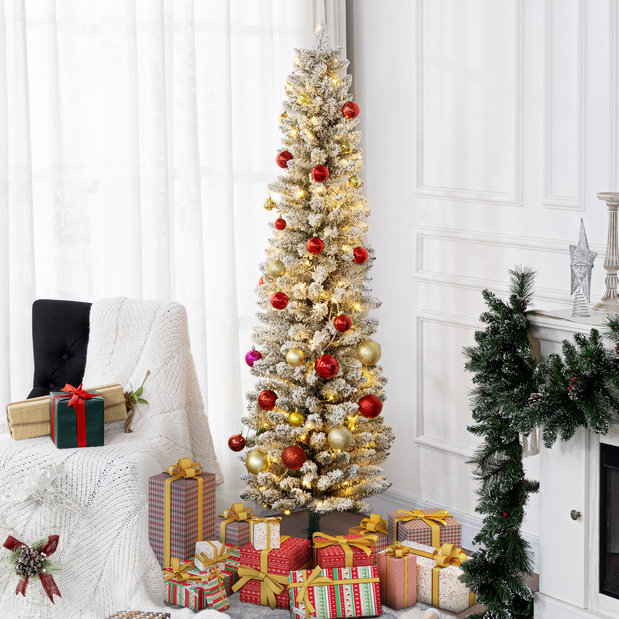 Árbol de Navidad HOMCOM Plástico, Metal Verde 52x52x180 cm - 3