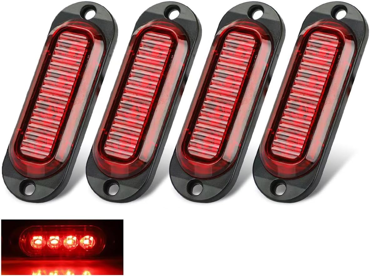 4x Światła Obrysowe LED Czerwono-Białe DC12/24V - Przednie/Tylne Światła Obrysowe do Przyczepy, Ciężarówki