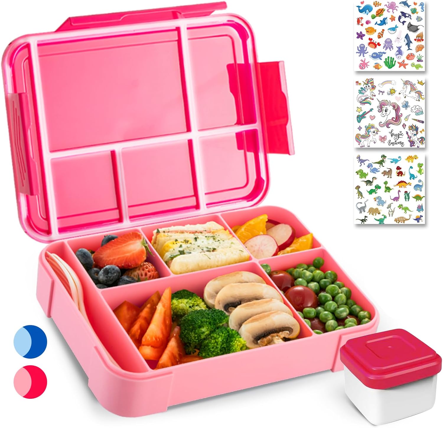 WILDAURORA Bento Box Adulti 1200 Ml - Contenitore Pranzo 3 Scomparti, Antiparticelle, Con Posate, Adatto A Microonde E Lavastoviglie