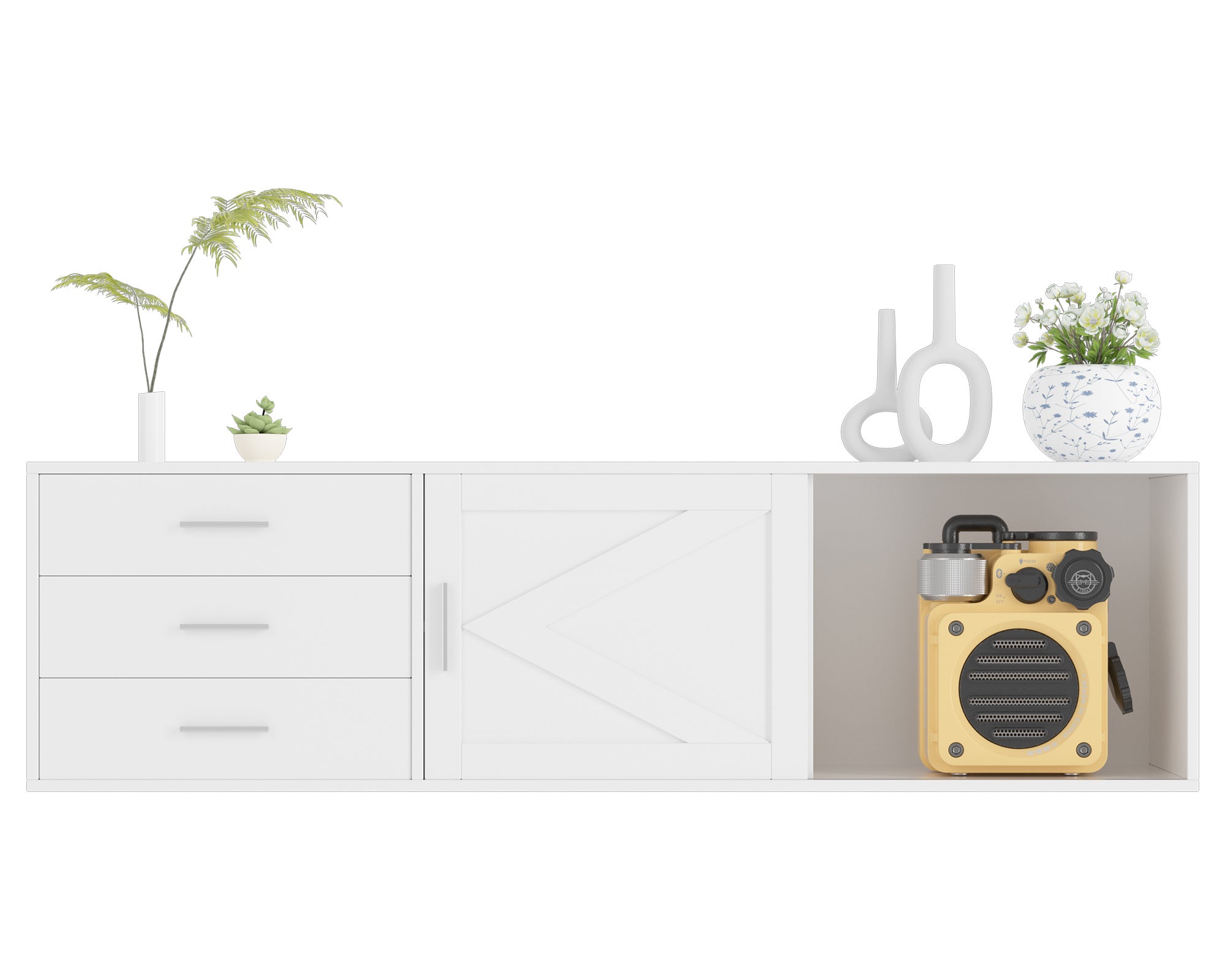 HOMAVO Meuble TV 160 cm – Meuble TV Avec 3 Tiroirs Et 1 Portes Coulissantes, Rangement Pratique - 6