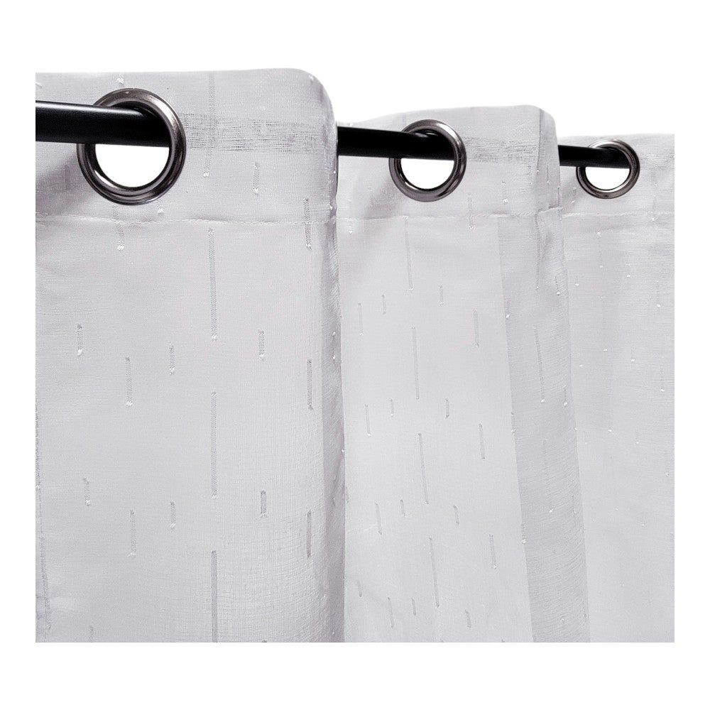 Voilage Blanc Grande Largeur 240x240 Cm - 12 œillets Argentés, Polyester, Neuf