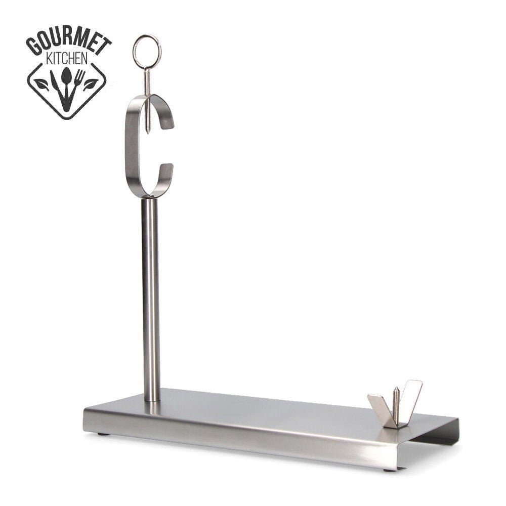 Supporto Per Prosciutto Intero Piegevole In Acciaio Inox Lepanto - Con Set Coltelli, Base Antiscivolo