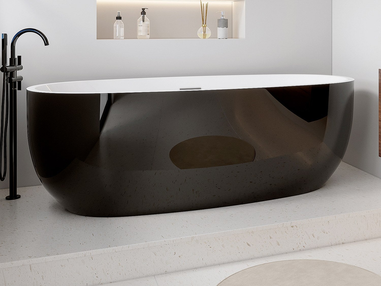 Wanna wolnostojąca - 238 l - 170 x 80 x 58 cm - Czarna - Akryl - NICA