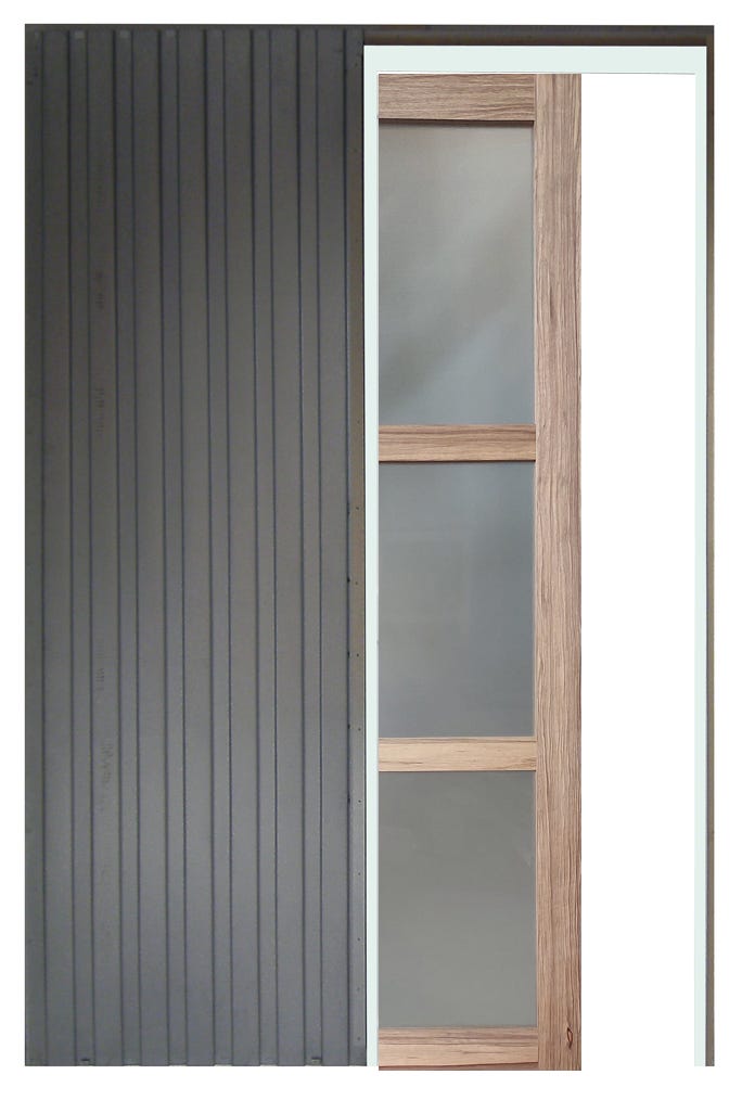 Porte Coulissante Frake Vitree H204 X L73 + Systeme De Galandage Et Kit ...