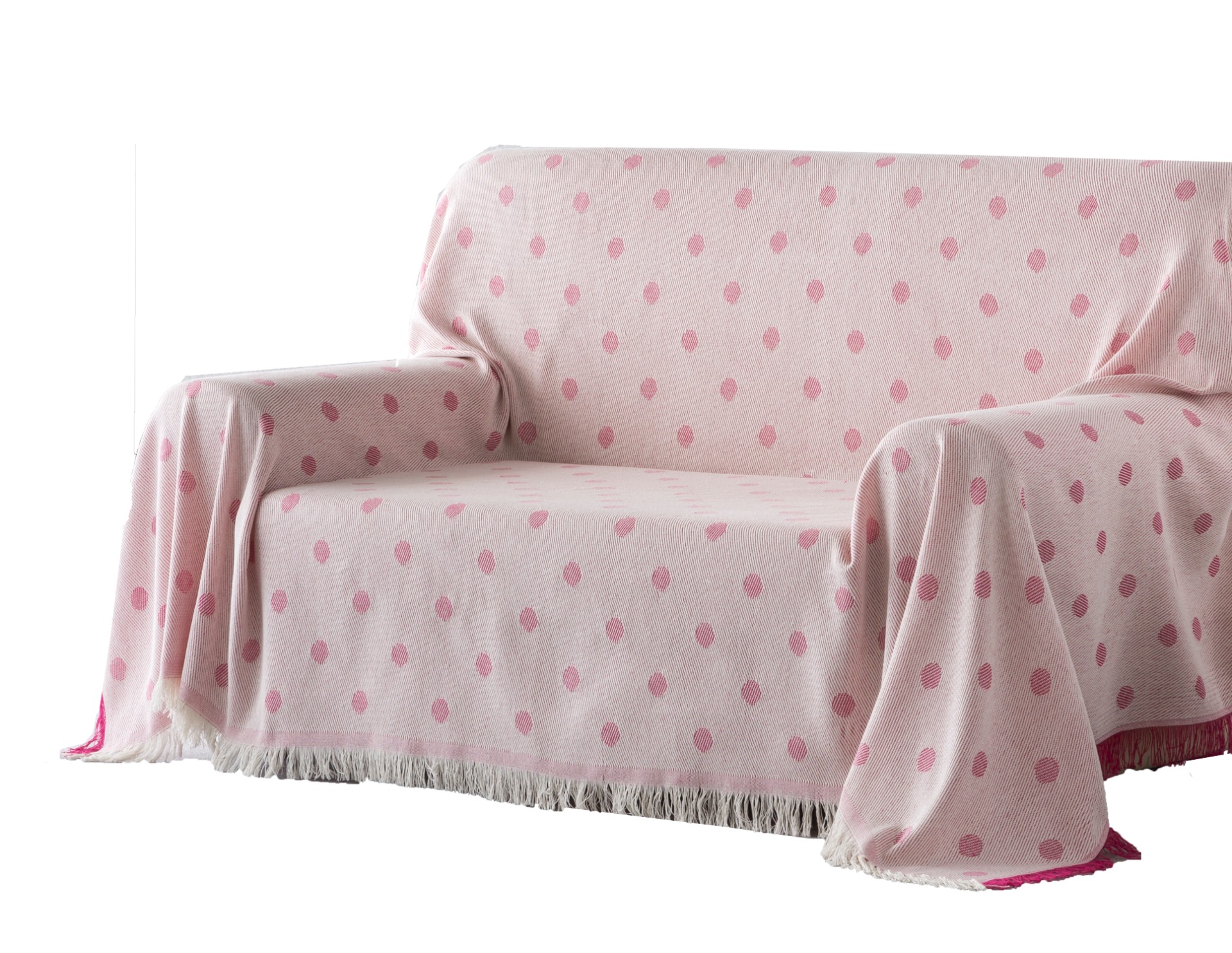 Estoralis | plaid multiusos tejido jacqard | con fleco ( 180x260 cm. anchoxalto ) modelo lunares color rosa