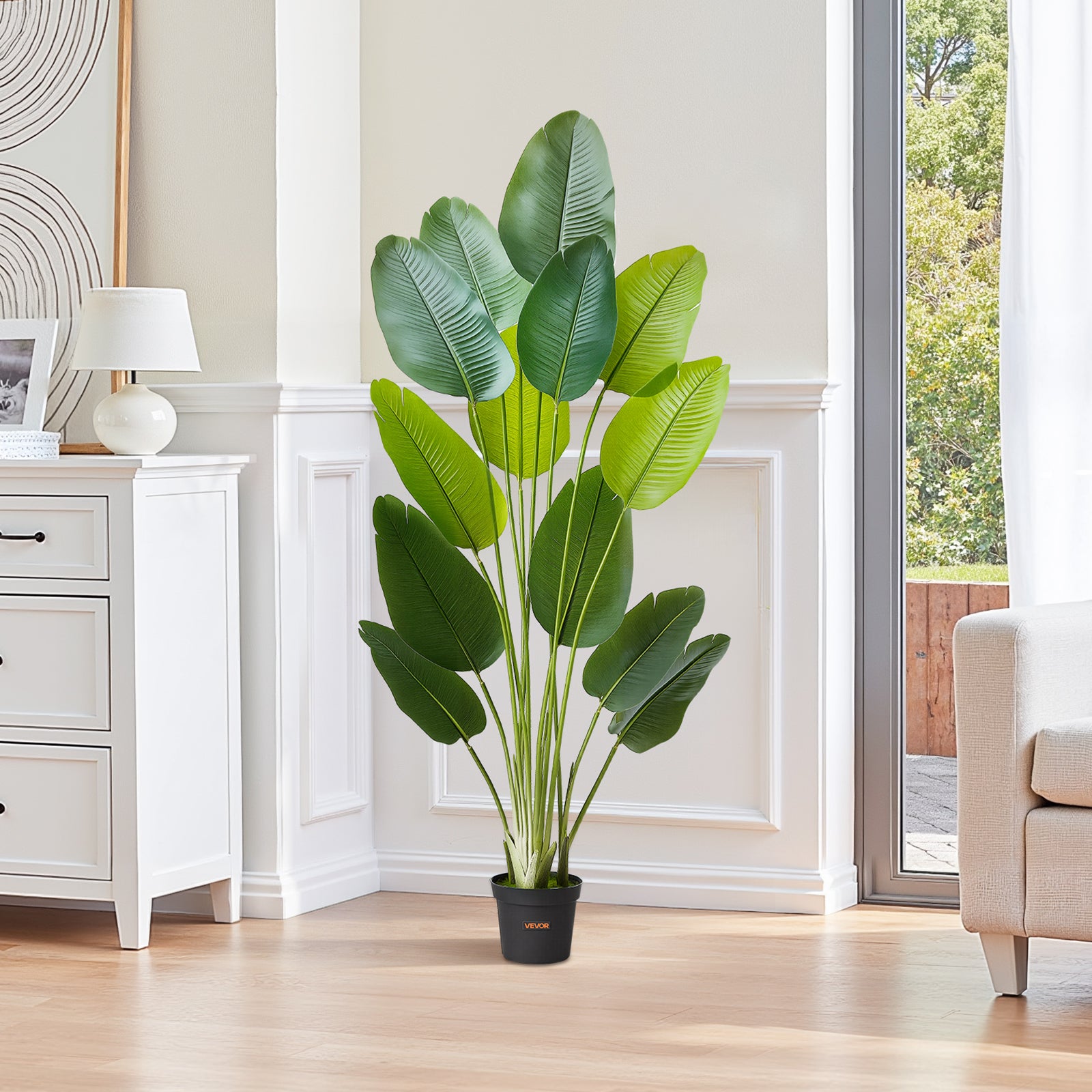 Ave del Paraíso Artificial 1,8 m VEVOR, Planta Tropical en Maceta con Hojas PE para Salón, Oficina e Interior - 8