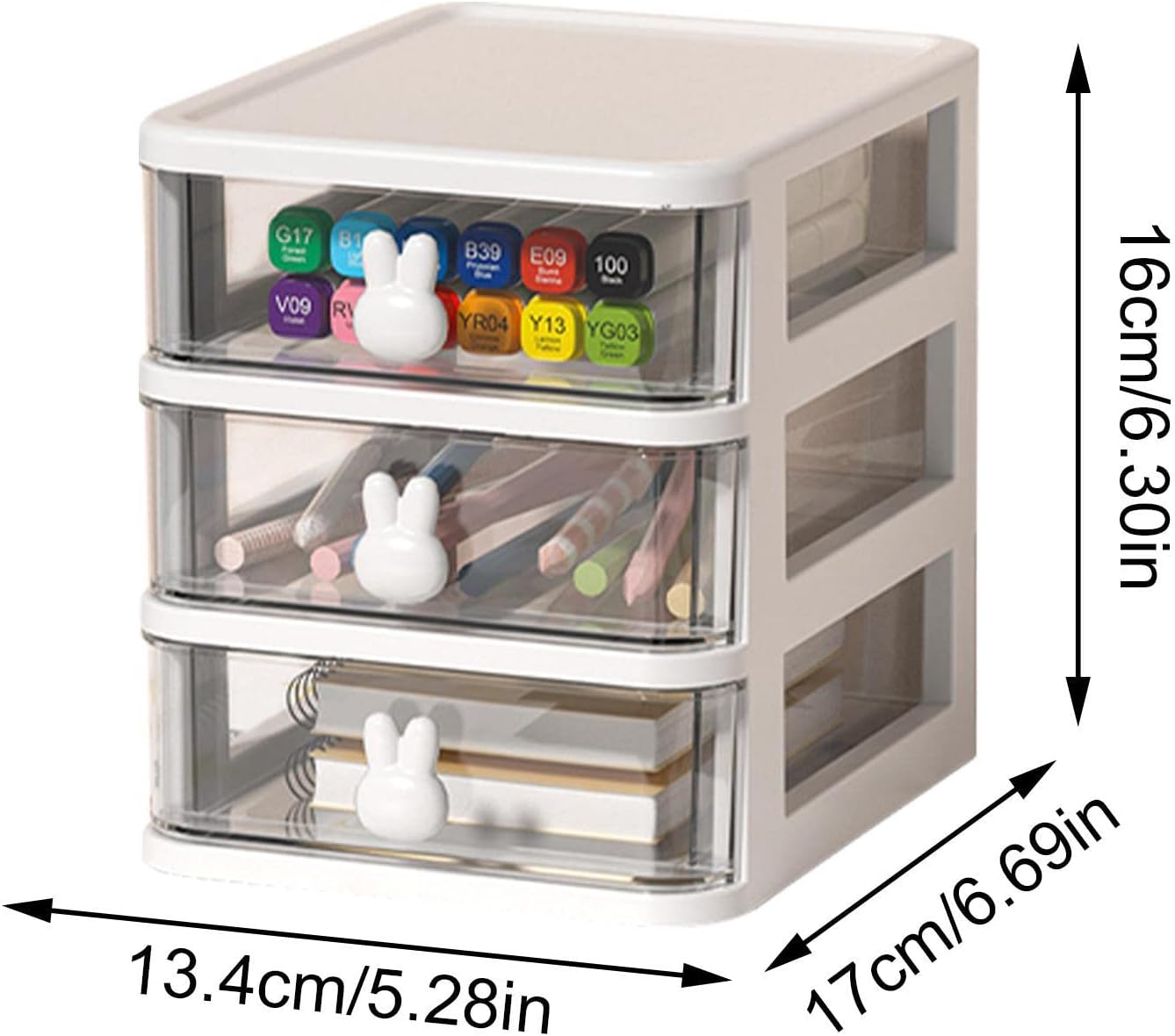 Cosmétique Organisateur Tiroirs Maquillage Tiroir Boîte Bureau Rangement Plastique avec Tiroirs Lapin Poignée Cosmétique Boîte Rangement - 4