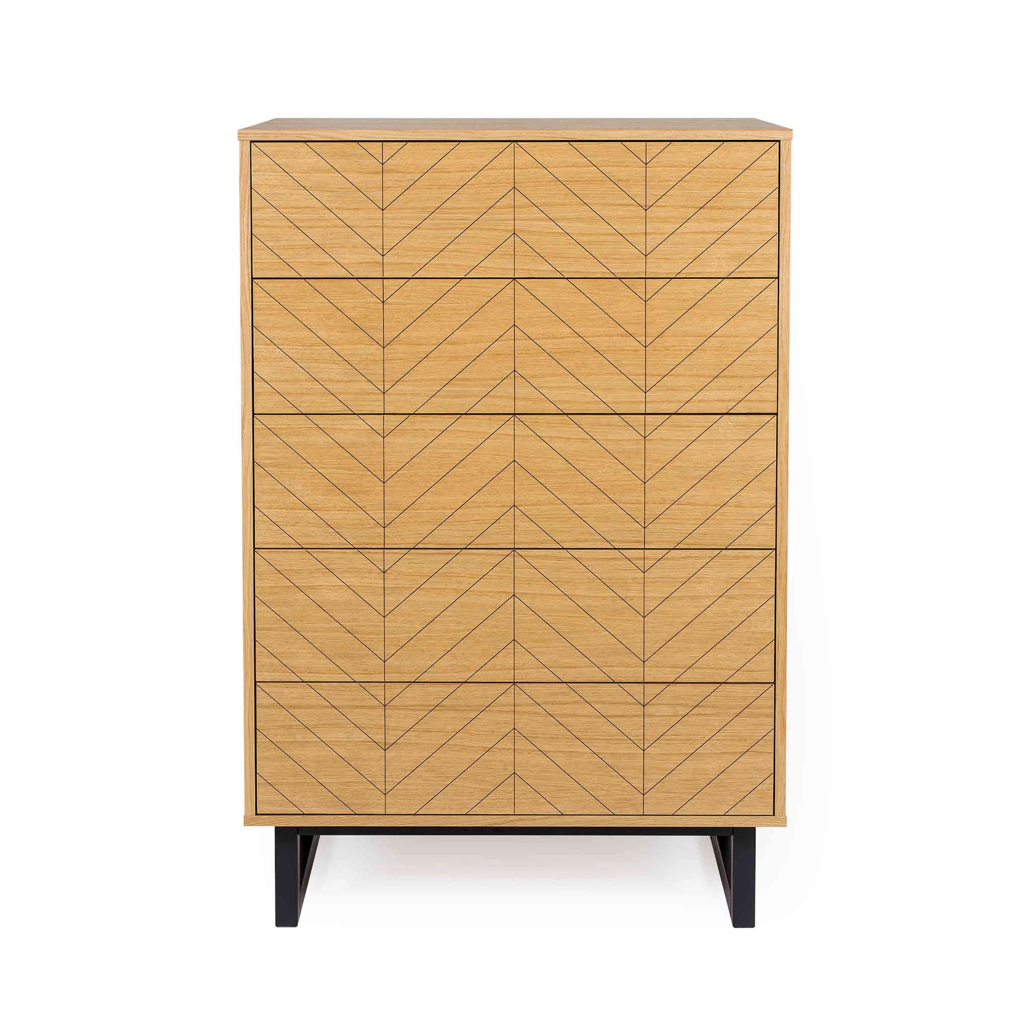 Commode 5 tiroirs Versa - Chêne vieilli