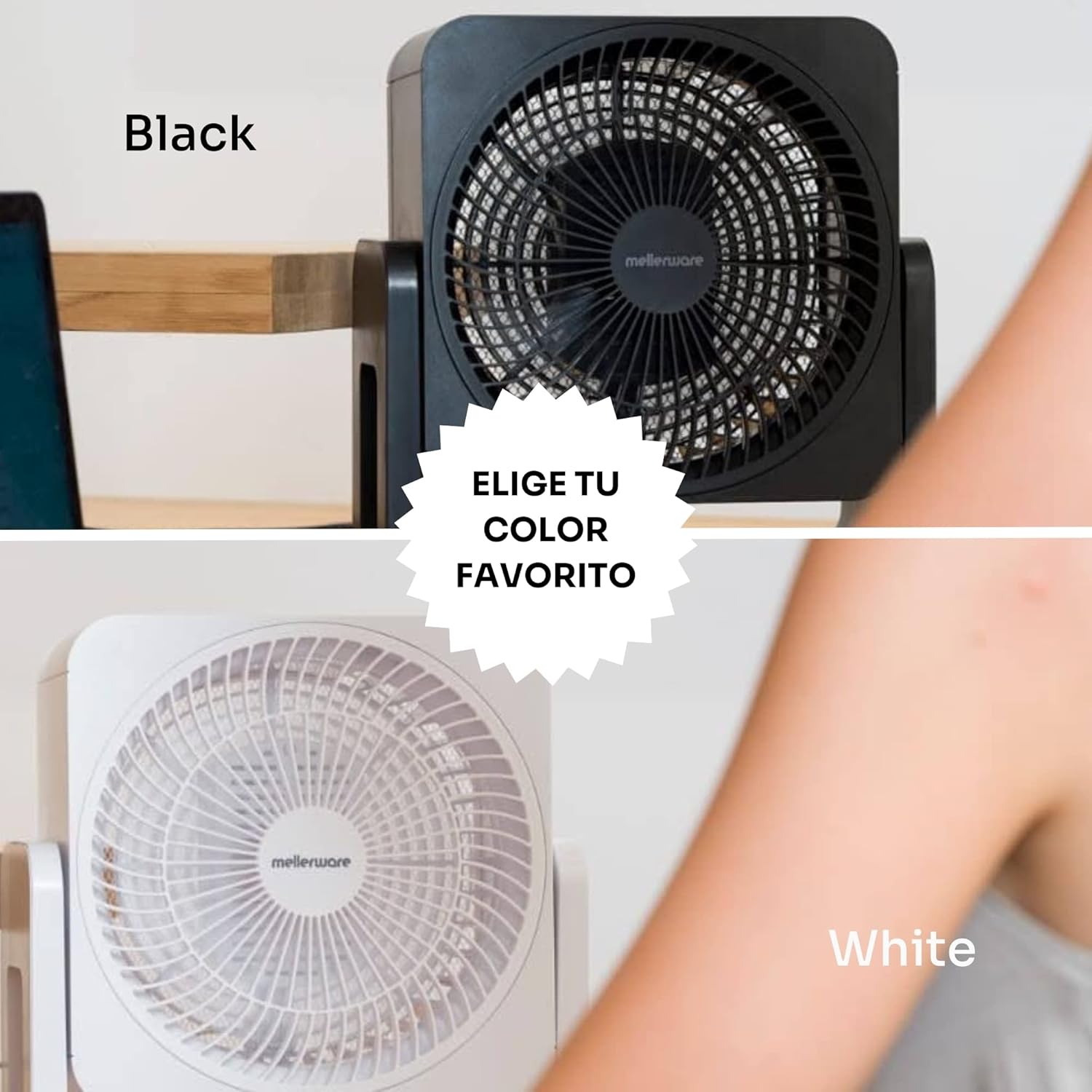 Ventilador de mesa silencioso Mellerware Air Power 30 | Potência de 30 W | 3 velocidades | 3 pás | Fluxo de ar refrescante | Fácil de transportar - 4