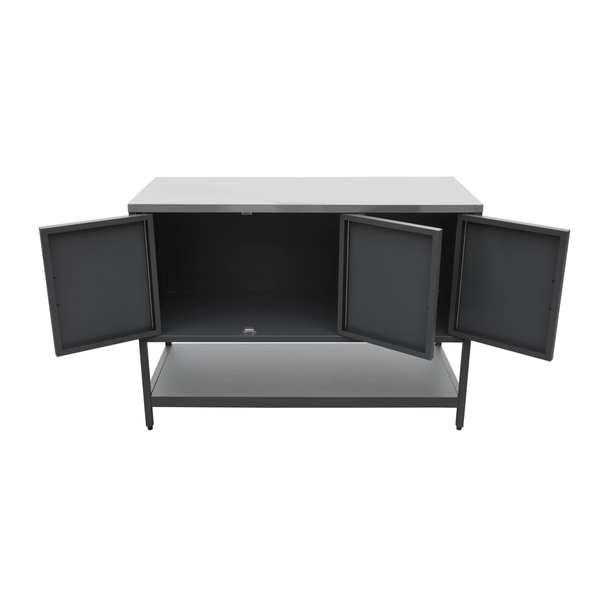 Cozinha externa em aço 3 portas e 1 prateleira, 120cm, Naxos, Preto, 120x51x87 cm - 6