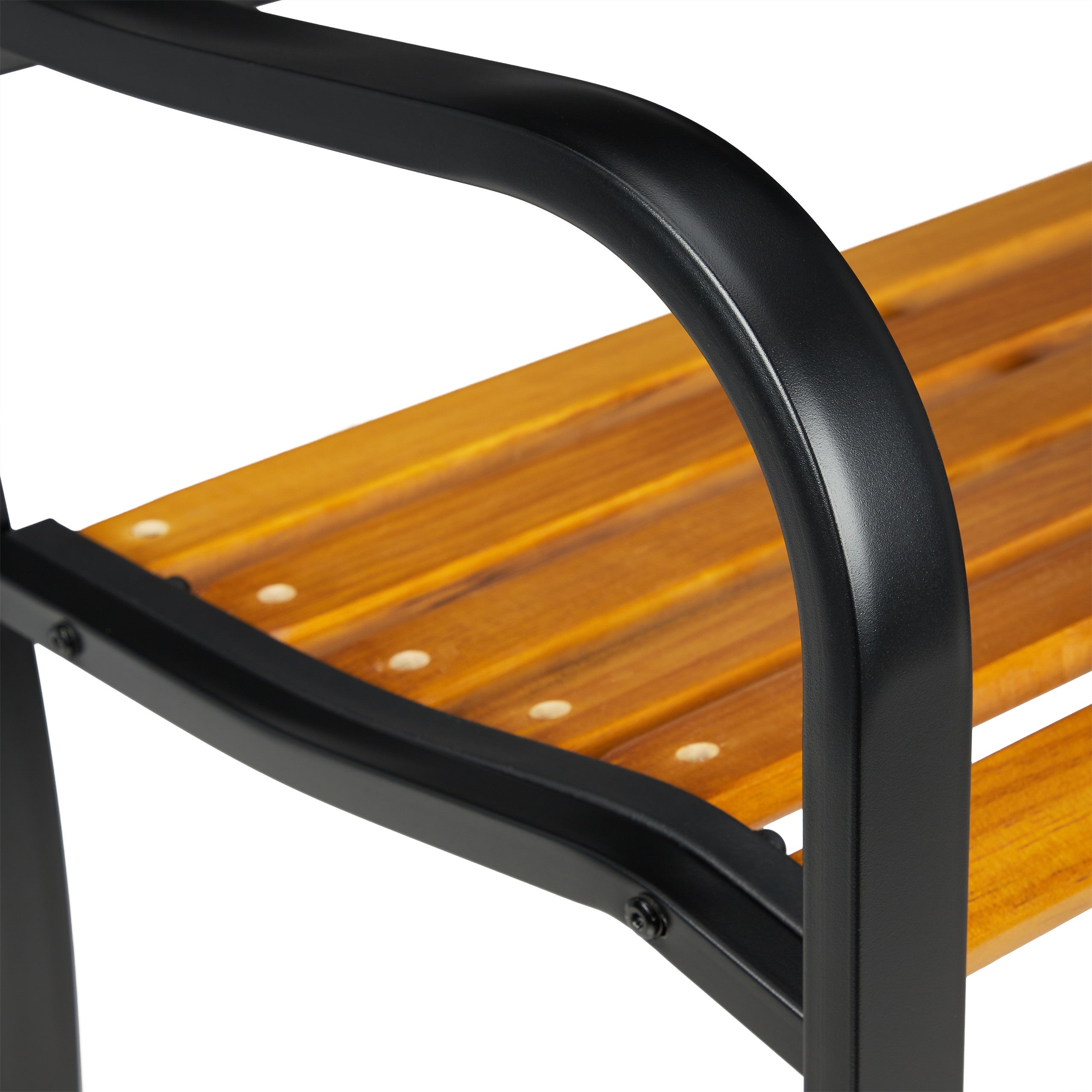 Banc de jardin, 2 sièges, balcon, terrasse, bois, métal, rustique, H x L x P : 86,5 x 127 x 59 cm, brun/noir, Relaxdays - 6