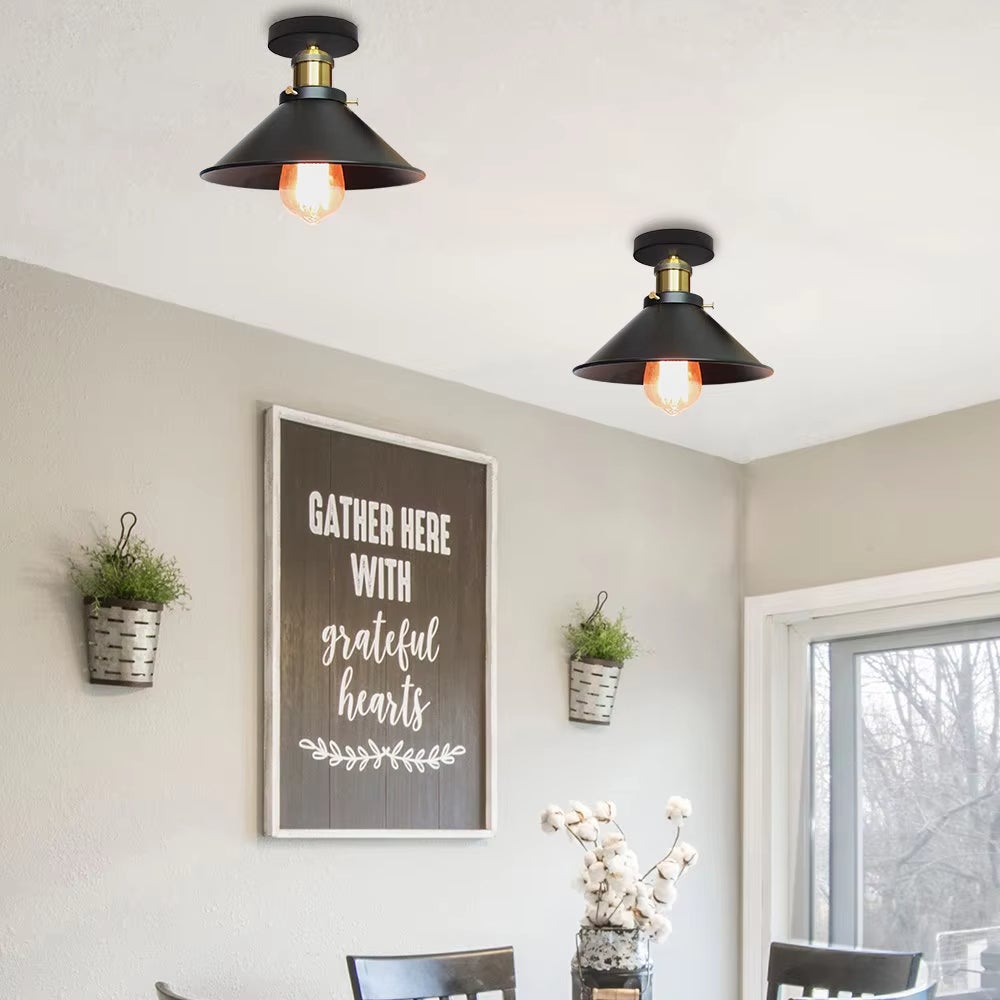 Zestaw 2 lamp sufitowych w stylu industrialnym, retro metalowe żyrandole, lampy wiszące LED, wysokiej jakości lampy sufitowe, φ22 cm (białe i złote) - 4