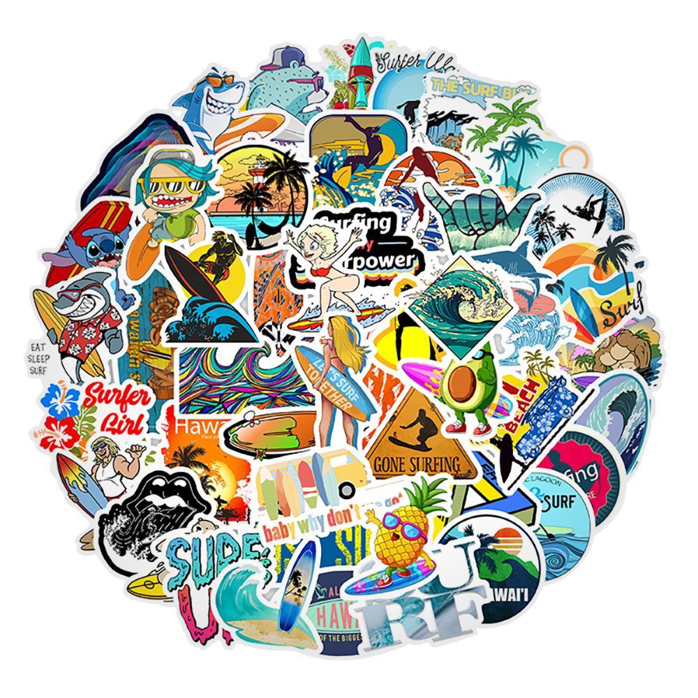 Surf Style Sticker Pack de Stickers de Surf pour Personnaliser vos Objets | Leroy Merlin