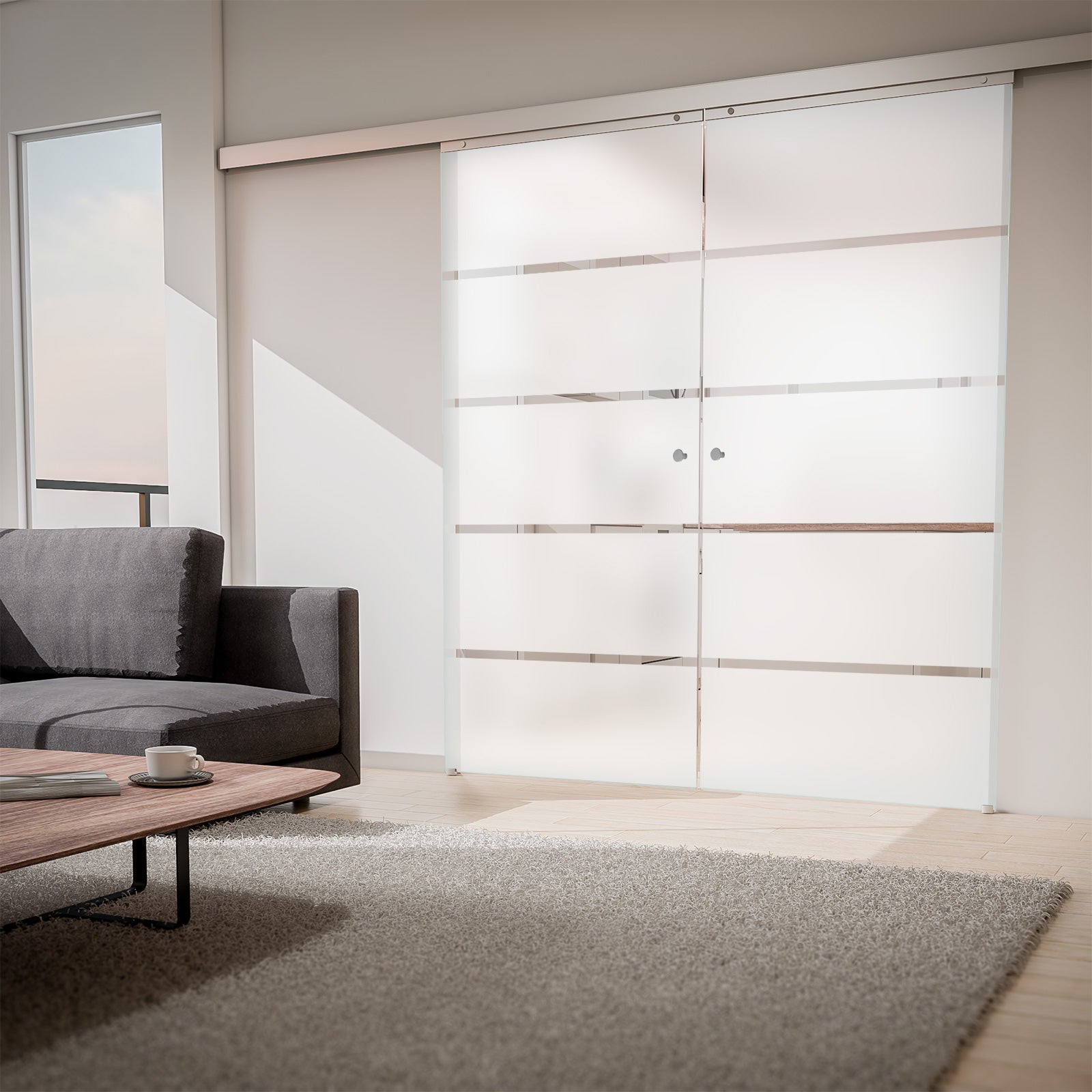 Schulte porte coulissante intérieure en verre, 176x203 cm,203 cm, double porte, porte vitrée