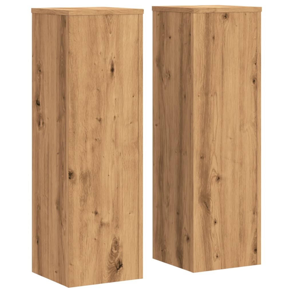 Lot de 2 supports à plantes chêne artisan 25×25×80 cm – Bois reconstitué, charge max. 50 kg - 2