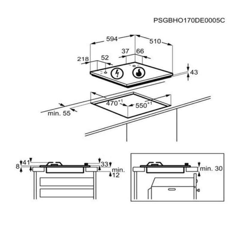 Kuchenka gazowa Electrolux 4 palniki stal nierdzewna 8000 W - 2