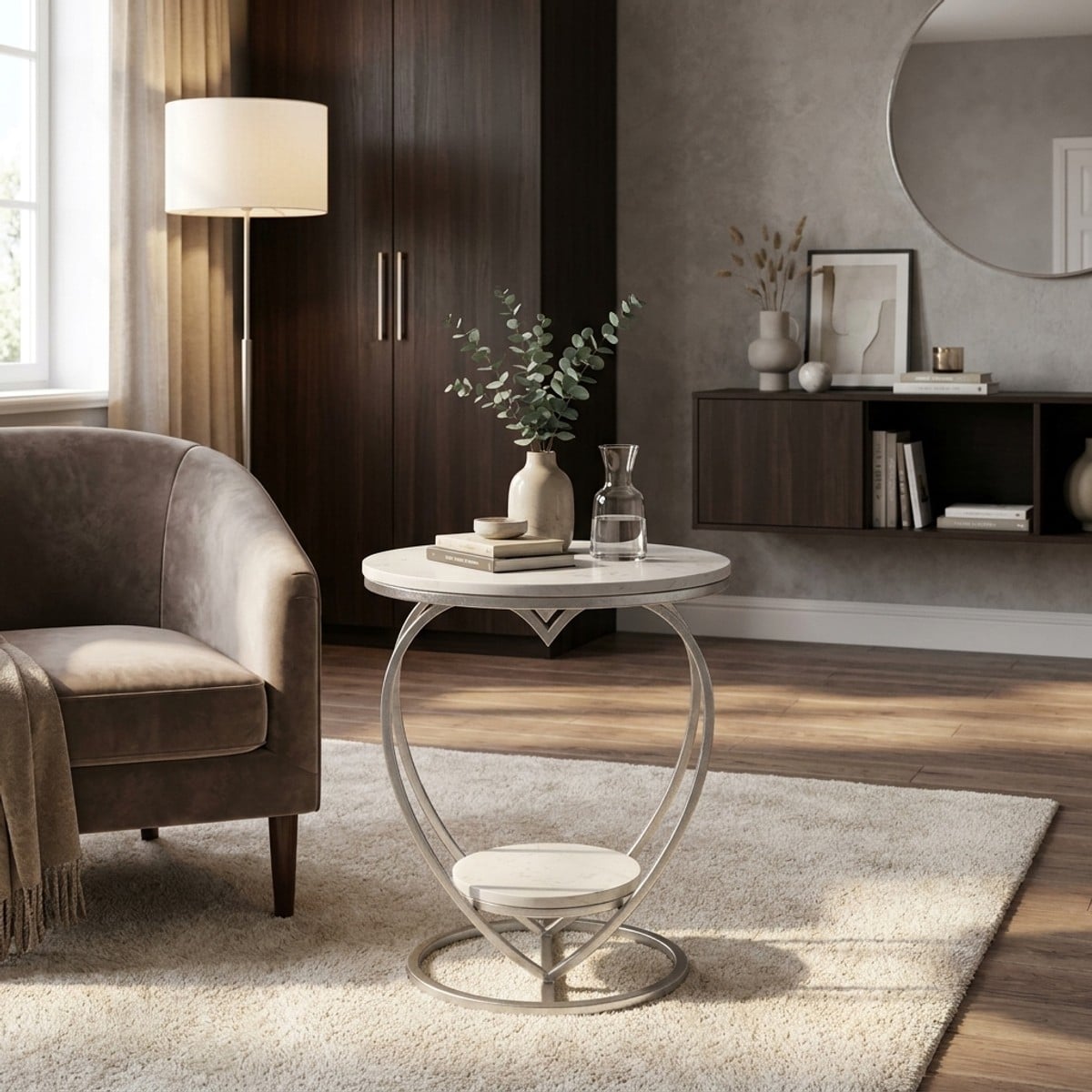 Table d'appoint rond en métal avec plateau effet marbre Heart | Leroy ...