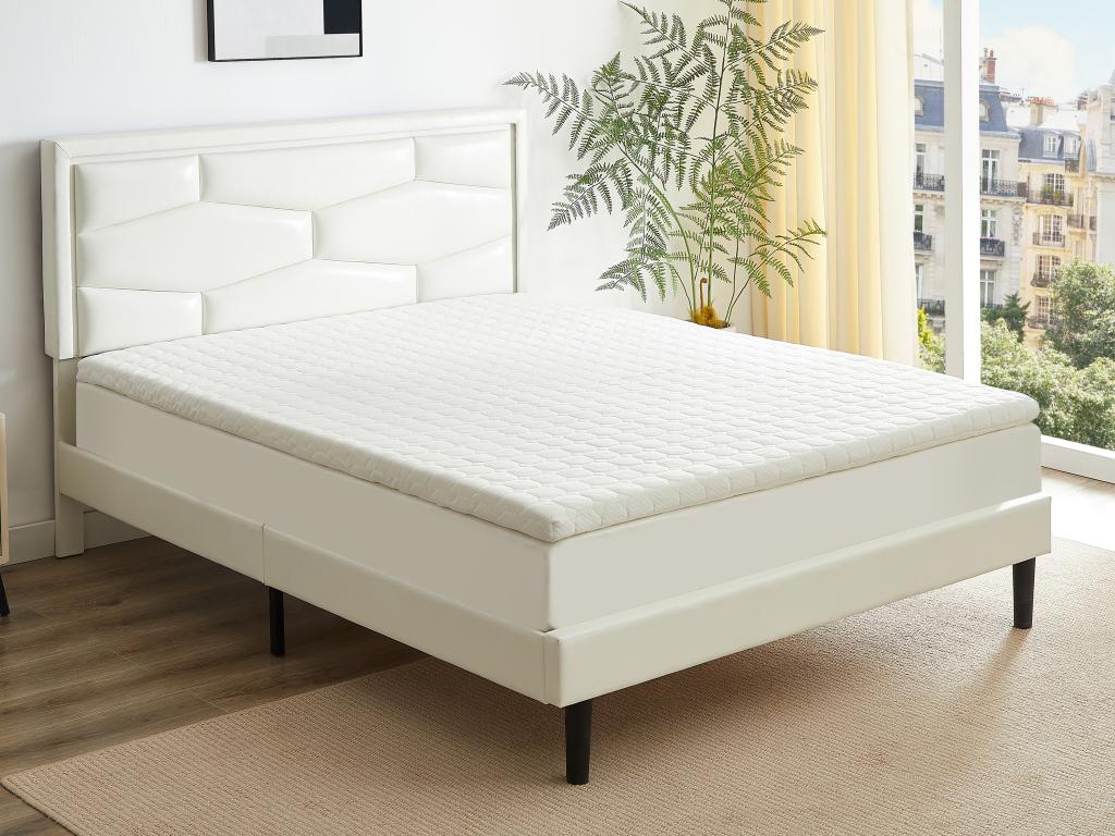 Conjunto de canapé abatible blanco + colchón de espuma desenfundable de 10 cm - nasus de dreamea 140 x 190 cm