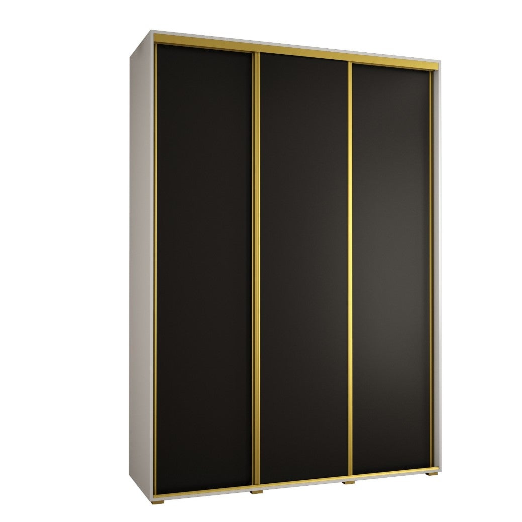 Szafa przesuwna wysoka Davos 1 170 x 60 x 235,2 cm biały + czarny + u. złoty - Abiks Meble