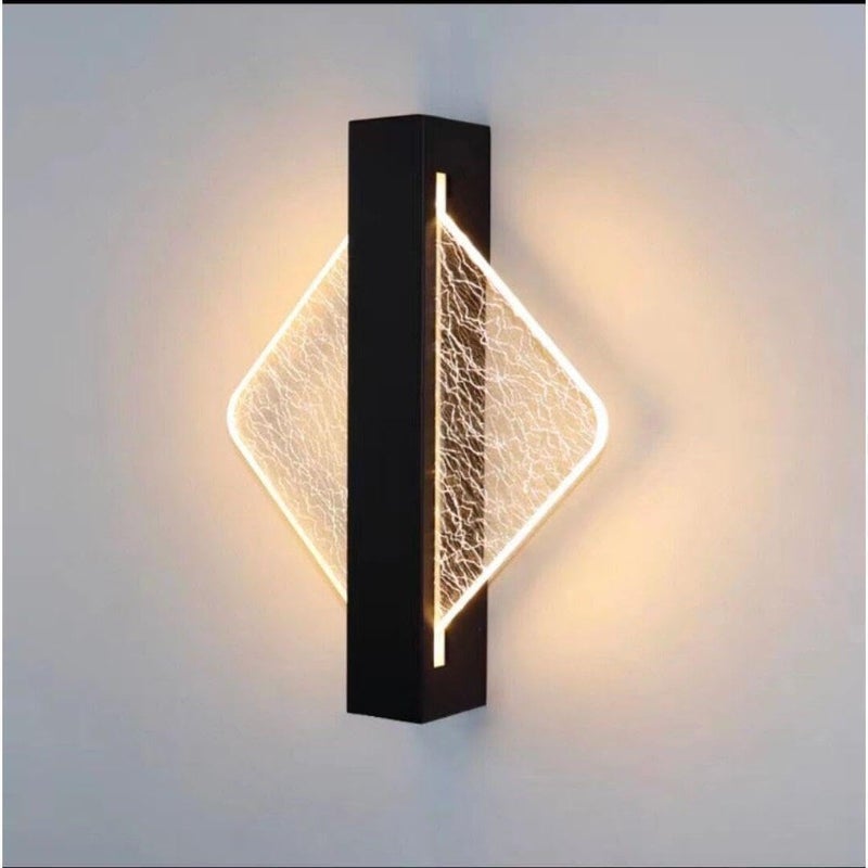 Czarna, kwadratowa lampa ścienna LED, srebrny przewód akrylowy, kinkiet wewnętrzny, nowoczesny design, ciepła biel, dekoracyjna, lampka nocna 8 W